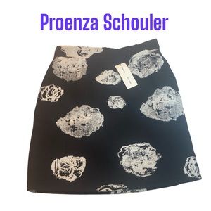 Proenza Schouler black & white floral jacquard mini skirt, size:0, NWT $495